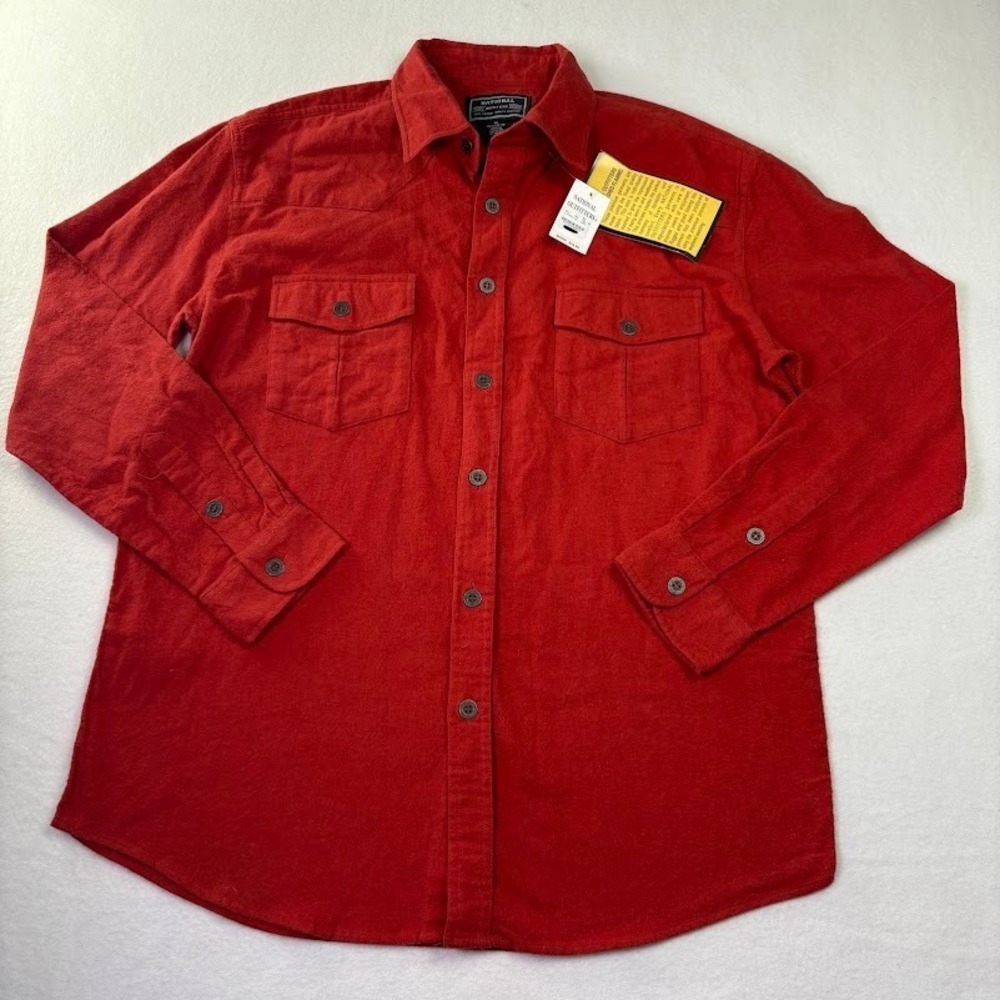 National Outfitters Classic Button Down Shirt Sz Medium Red NWT 100% Cotton‎